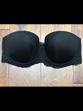 Victoria's Secret Black Lace Strapless Push-Up Bandeau
